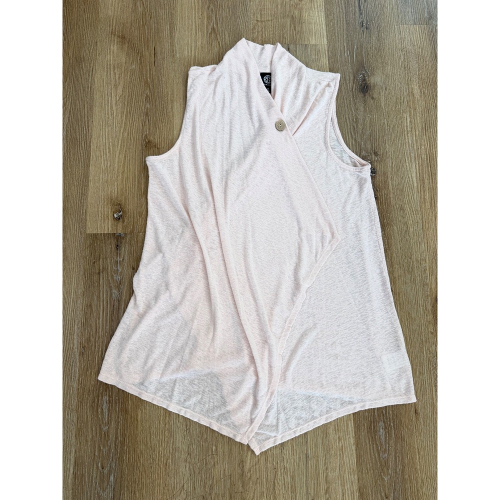Bobeau Draped Vest Women 1X Pink Sleeveless Single Button Slub‎ Knit Minimalist